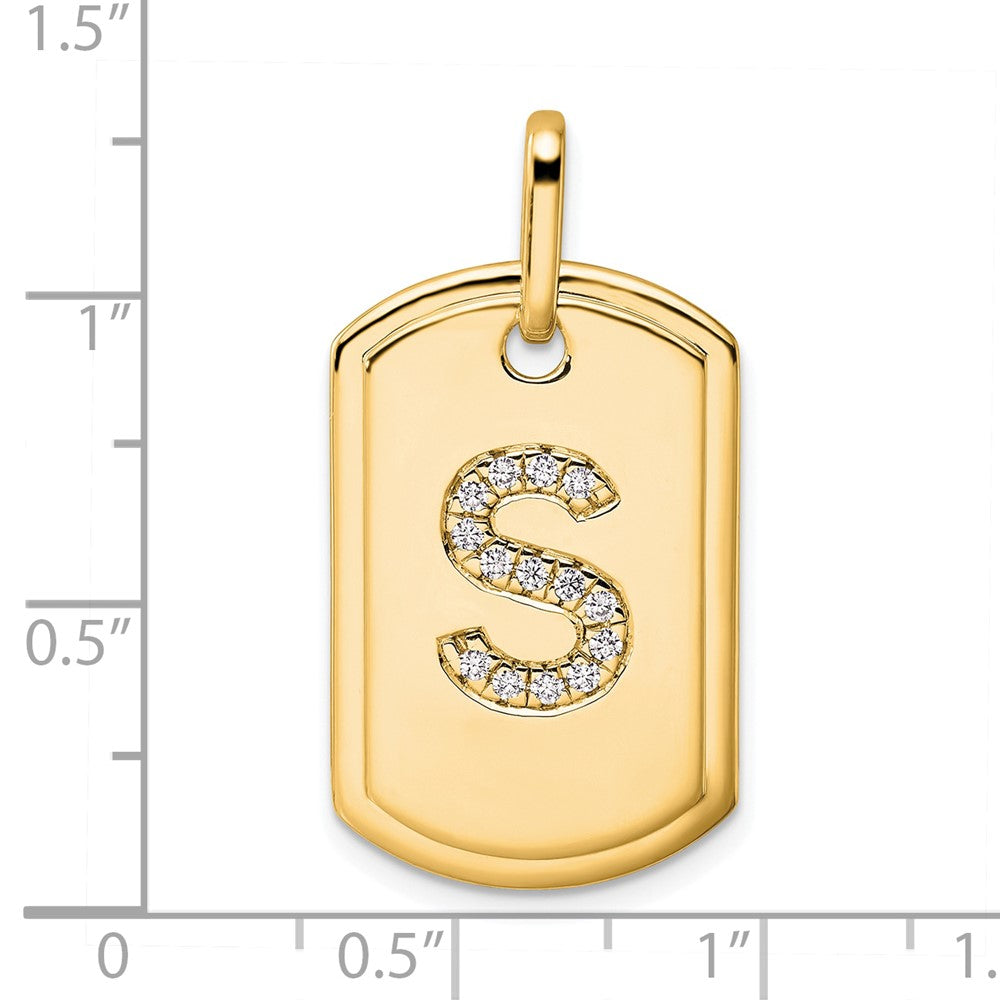 Diamond Initial S Dog Tag Charm - WBC