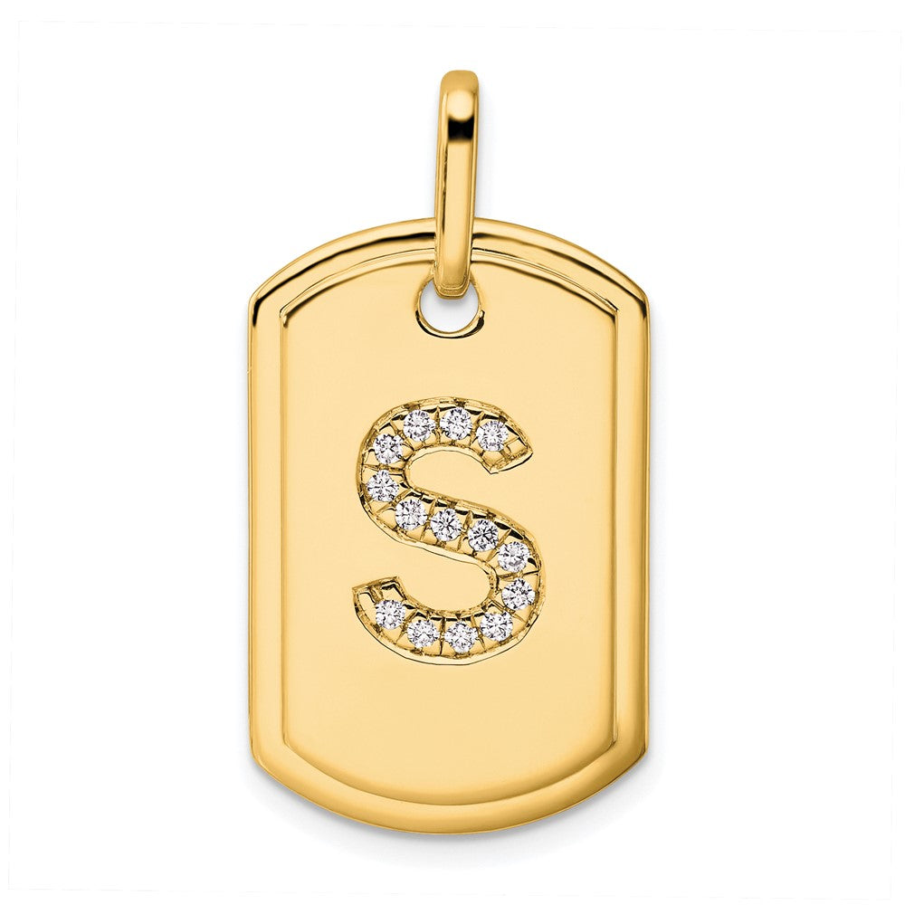 Diamond Initial S Dog Tag Charm - WBC