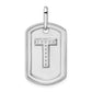 Diamond Initial T Dog Tag Charm - WBC