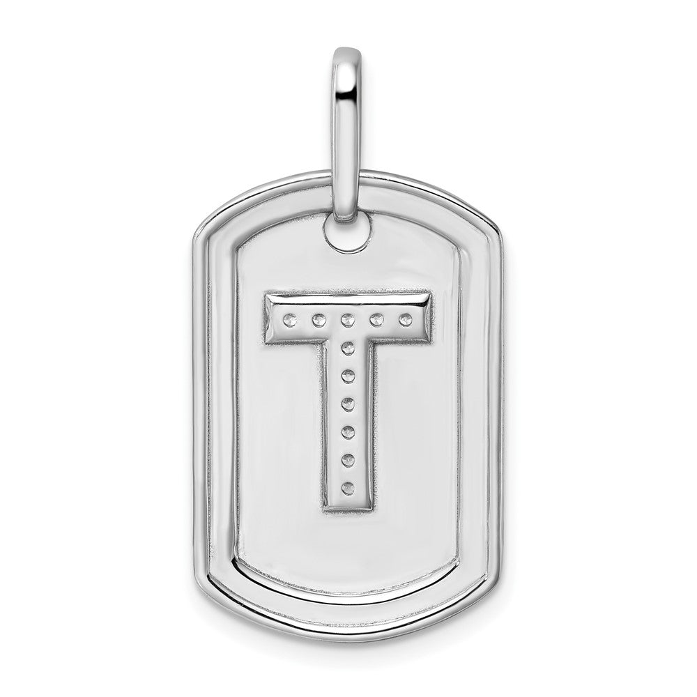 Diamond Initial T Dog Tag Charm - WBC