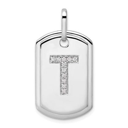 Diamond Initial T Dog Tag Charm - WBC
