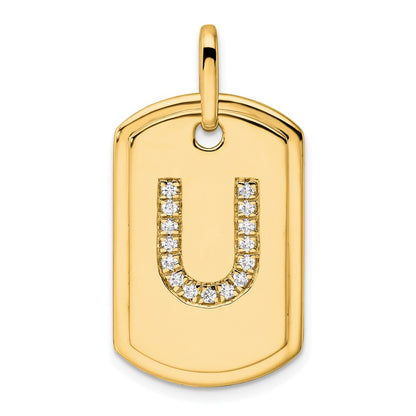 Diamond Initial U Dog Tag Charm - WBC