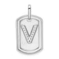 Diamond Initial V Dog Tag Charm - WBC