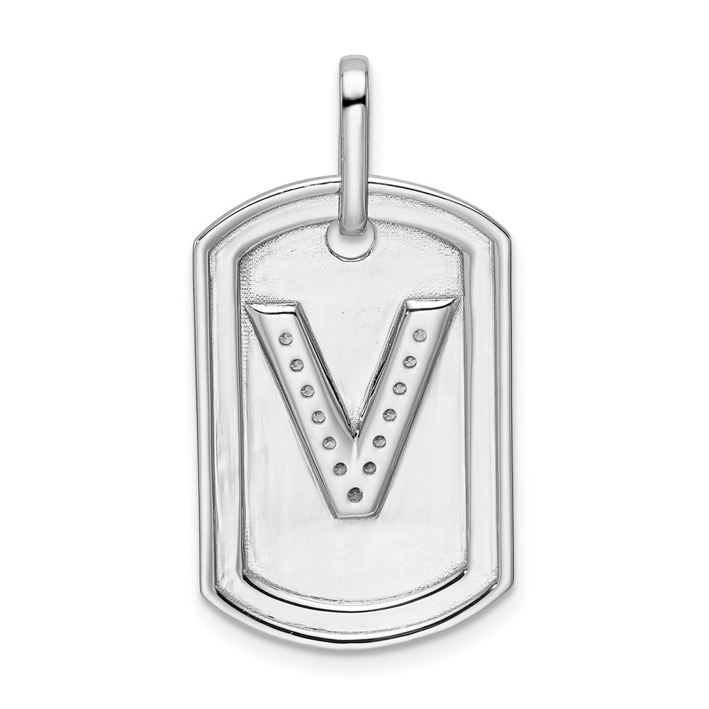 Diamond Initial V Dog Tag Charm - WBC