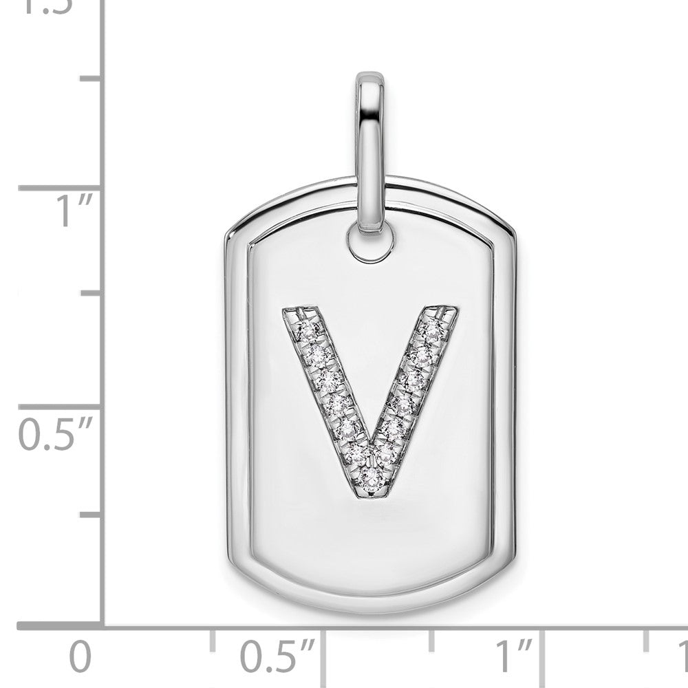 Diamond Initial V Dog Tag Charm - WBC