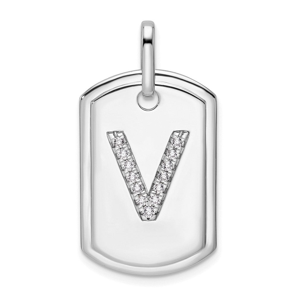 Diamond Initial V Dog Tag Charm - WBC