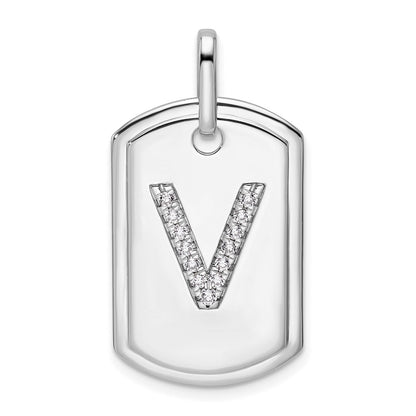 Diamond Initial V Dog Tag Charm - WBC