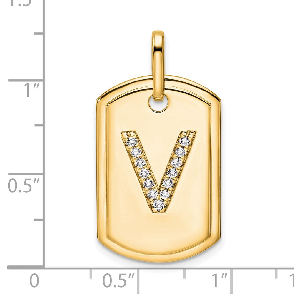 Diamond Initial V Dog Tag Charm - WBC