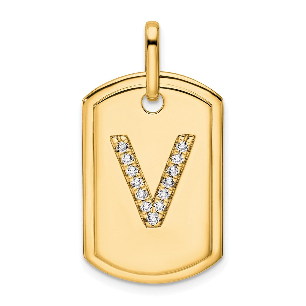 Diamond Initial V Dog Tag Charm - WBC
