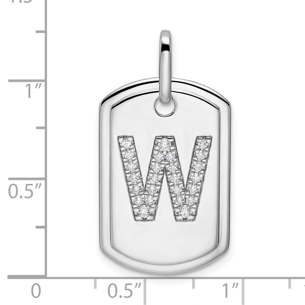 Diamond Initial W Dog Tag Charm - WBC