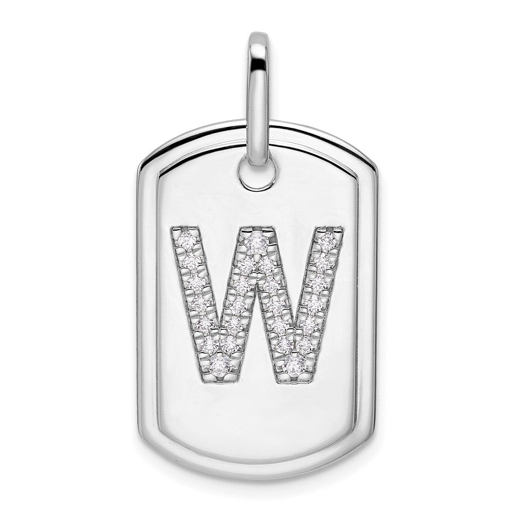 Diamond Initial W Dog Tag Charm - WBC