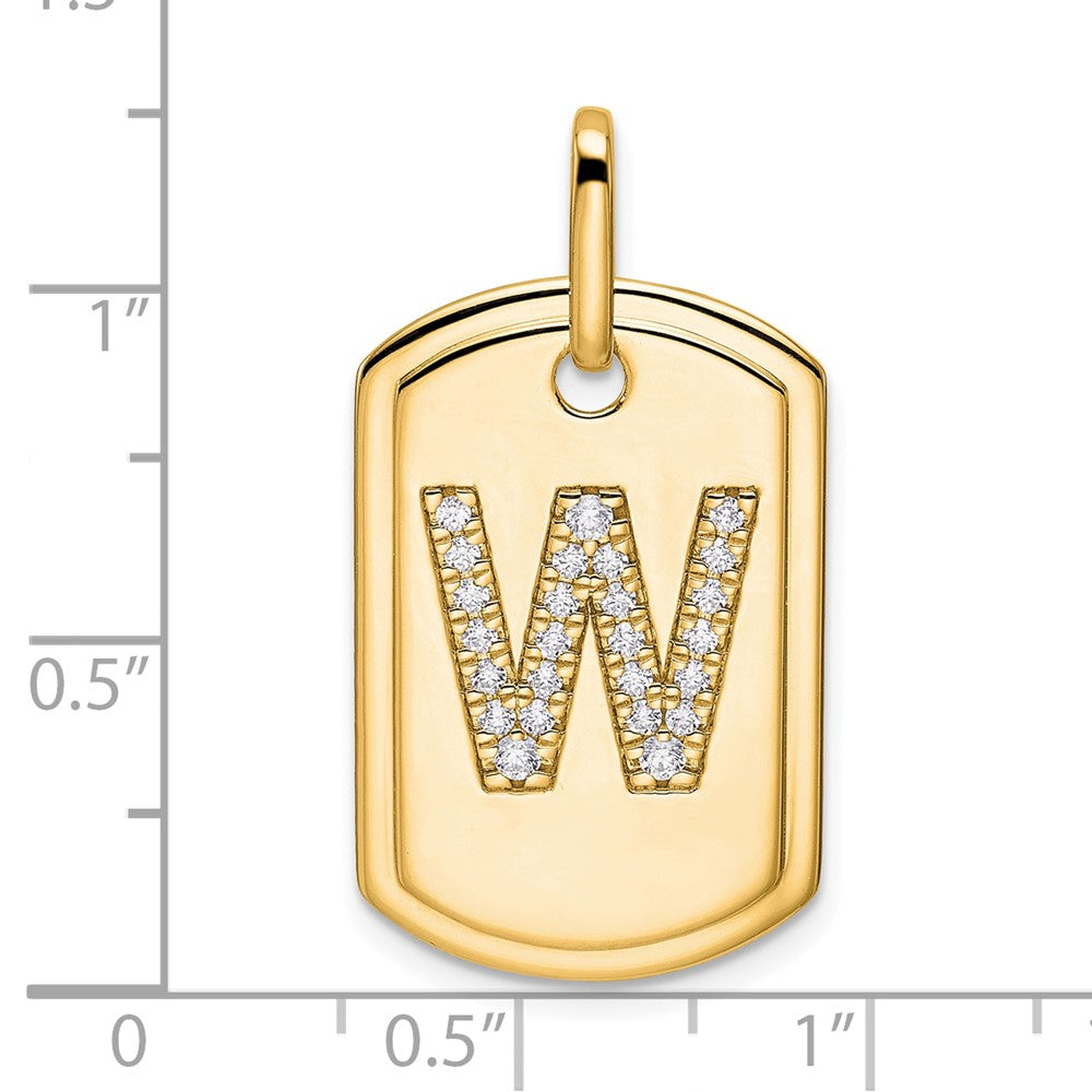 Diamond Initial W Dog Tag Charm - WBC