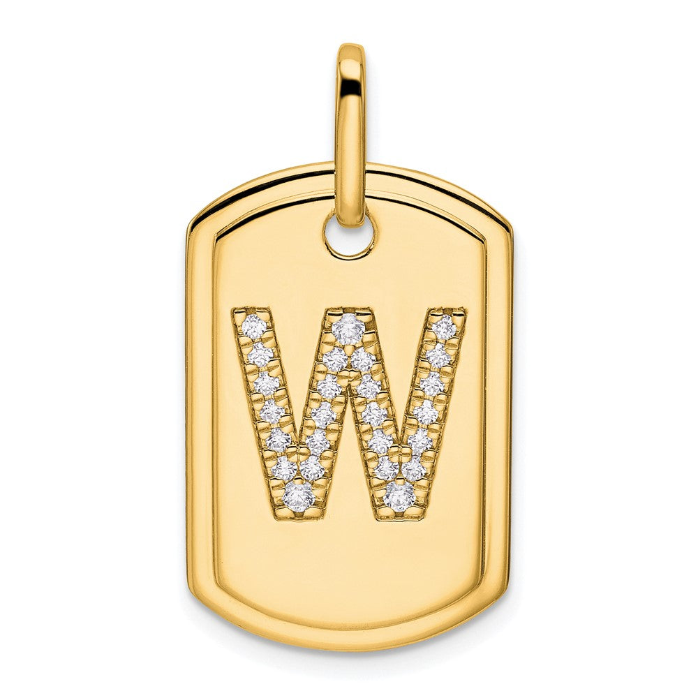 Diamond Initial W Dog Tag Charm - WBC
