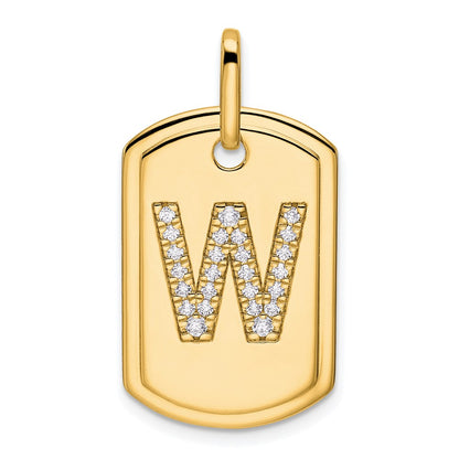 Diamond Initial W Dog Tag Charm - WBC