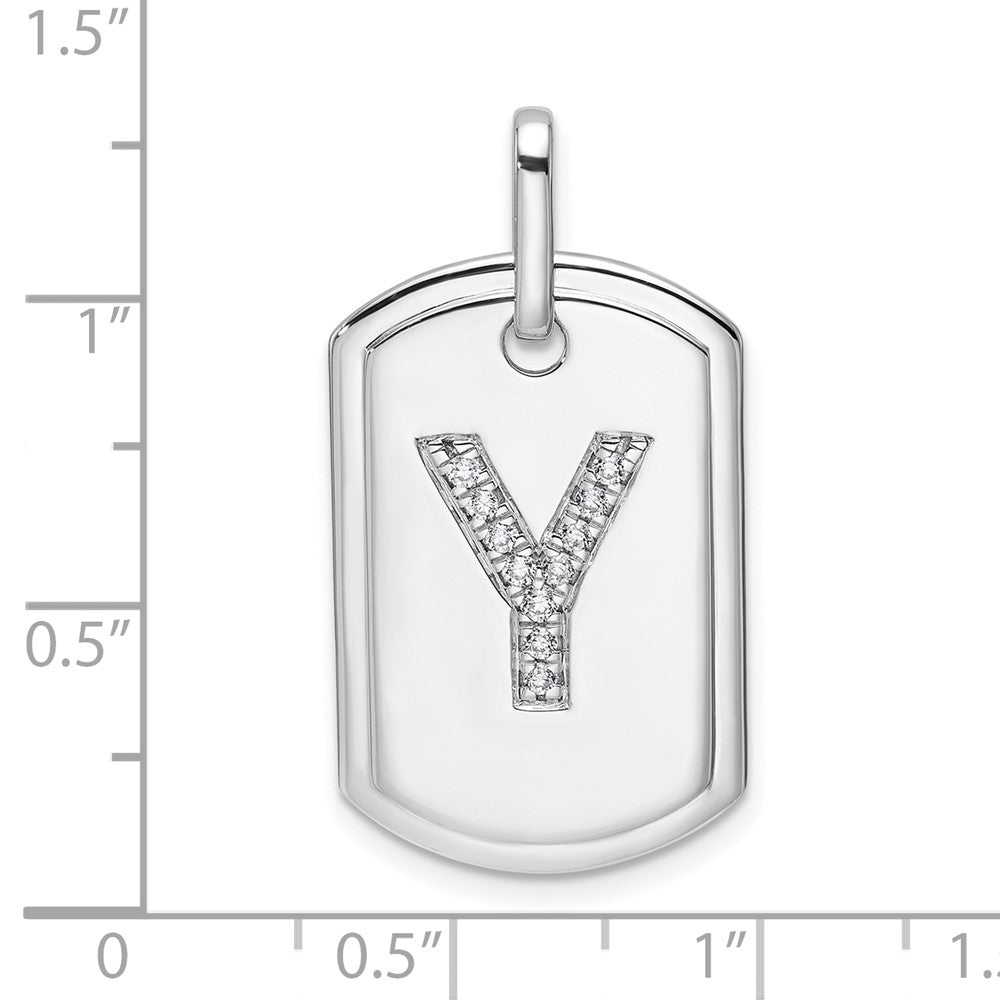 Diamond Initial Y Dog Tag Charm - WBC