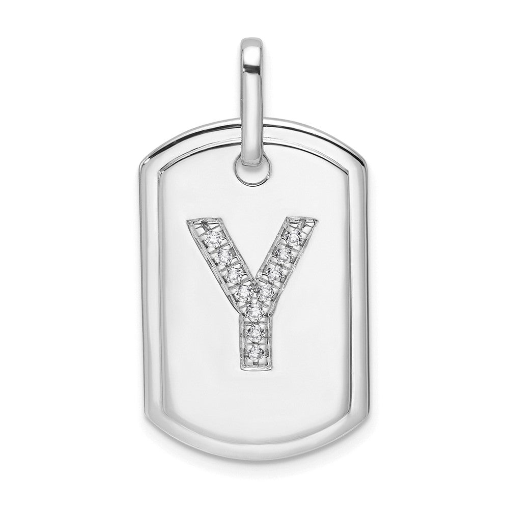 Diamond Initial Y Dog Tag Charm - WBC