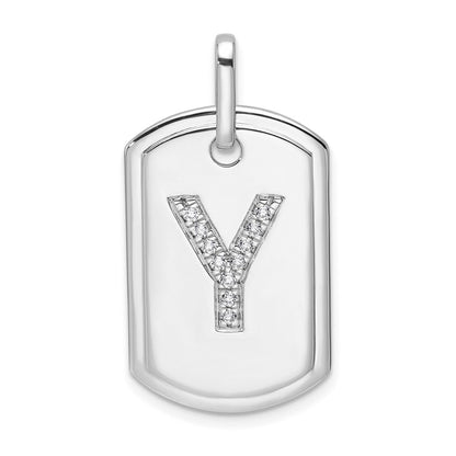 Diamond Initial Y Dog Tag Charm - WBC