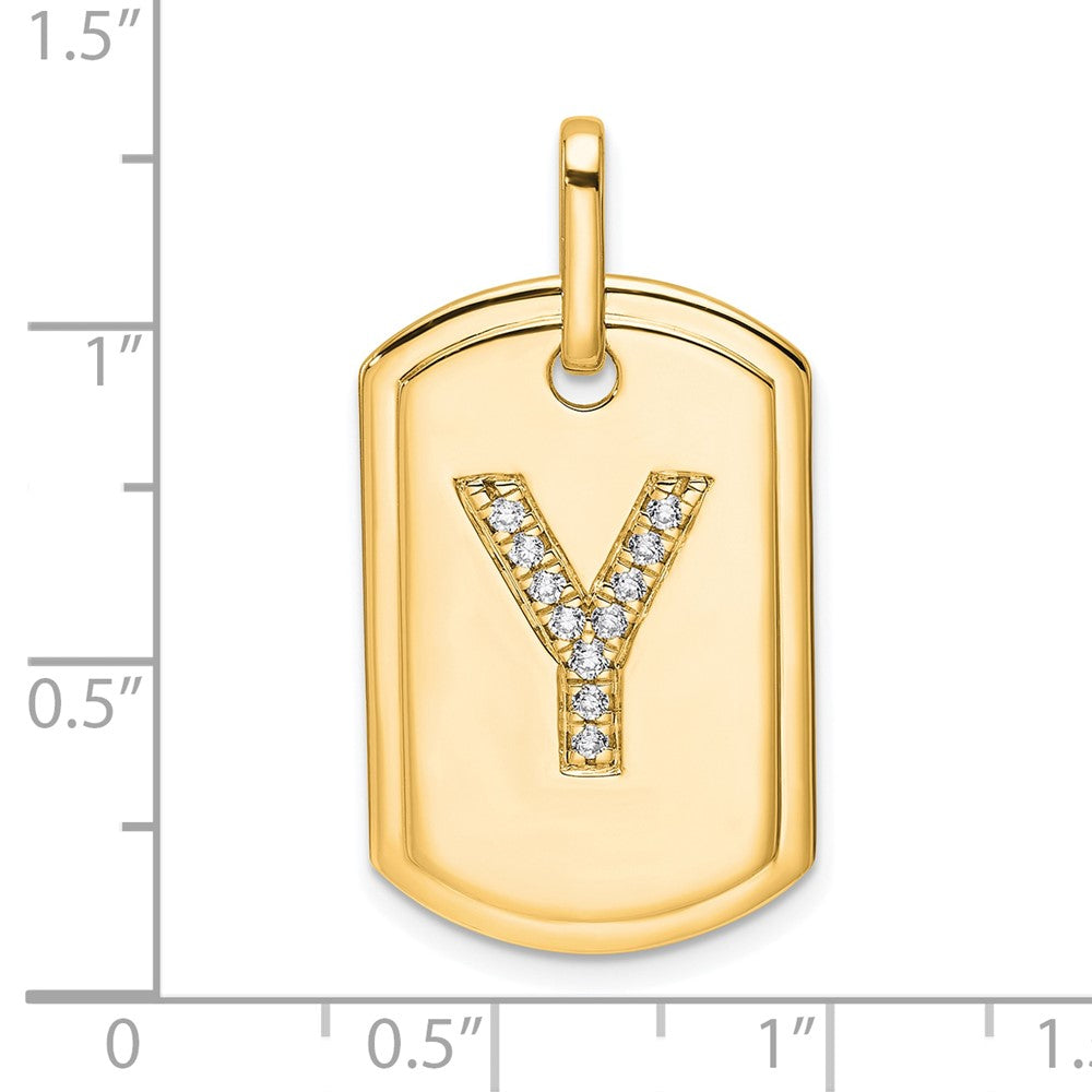 Diamond Initial Y Dog Tag Charm - WBC