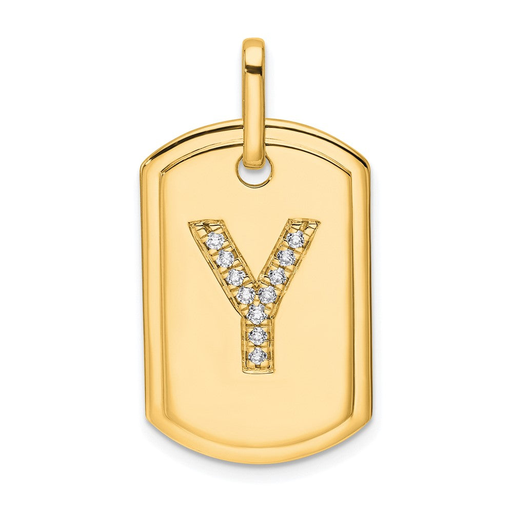 Diamond Initial Y Dog Tag Charm - WBC