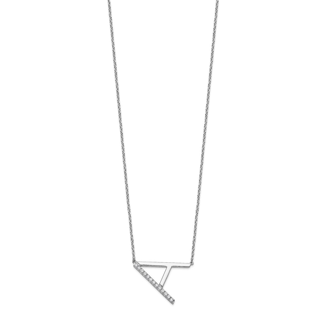 Sideways Diamond Initial A Necklace - WBC