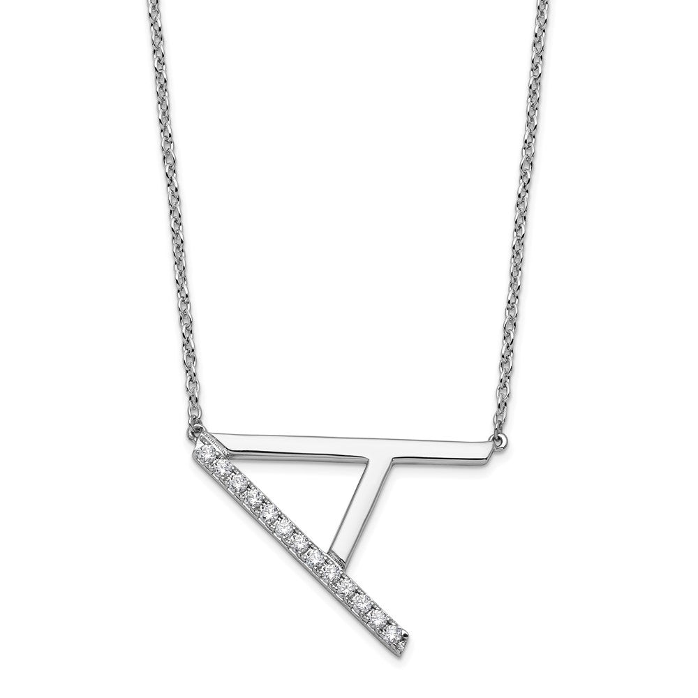 Sideways Diamond Initial A Necklace - WBC