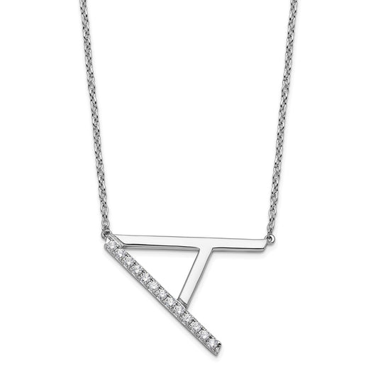 Sideways Diamond Initial A Necklace - WBC