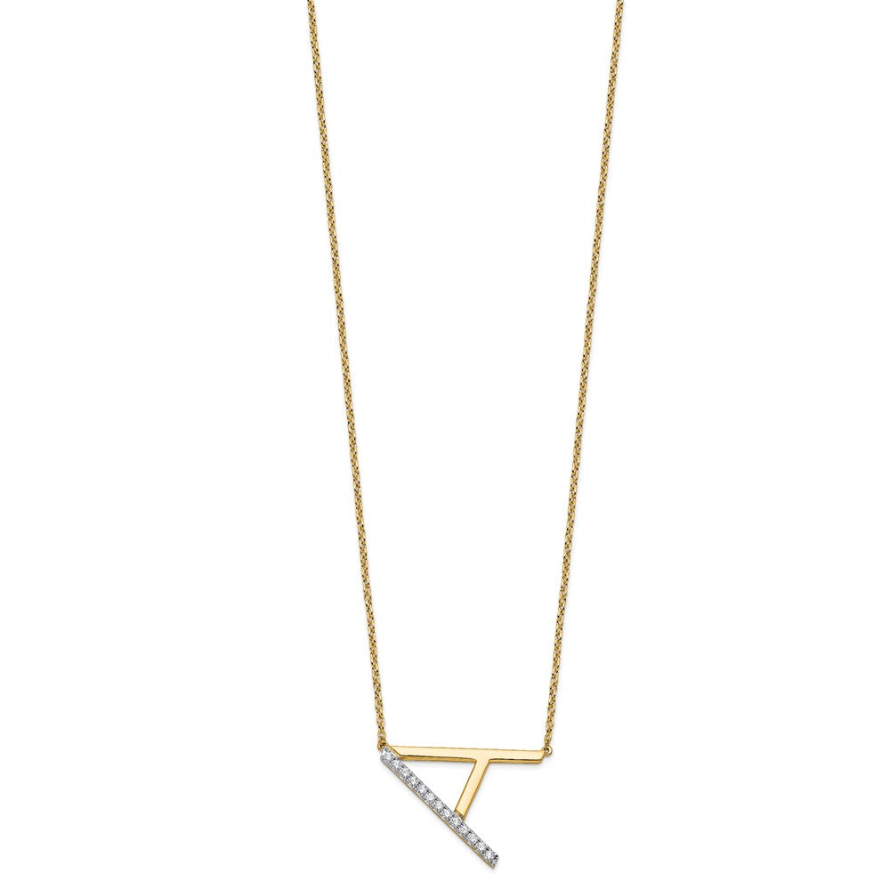 Sideways Diamond Initial A Necklace - WBC