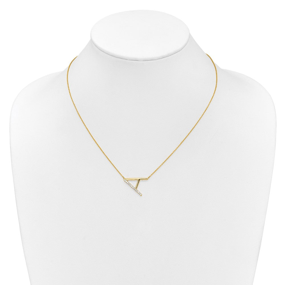 Sideways Diamond Initial A Necklace - WBC
