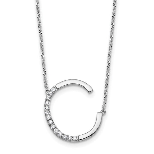 Sideways Diamond Initial C Necklace - WBC