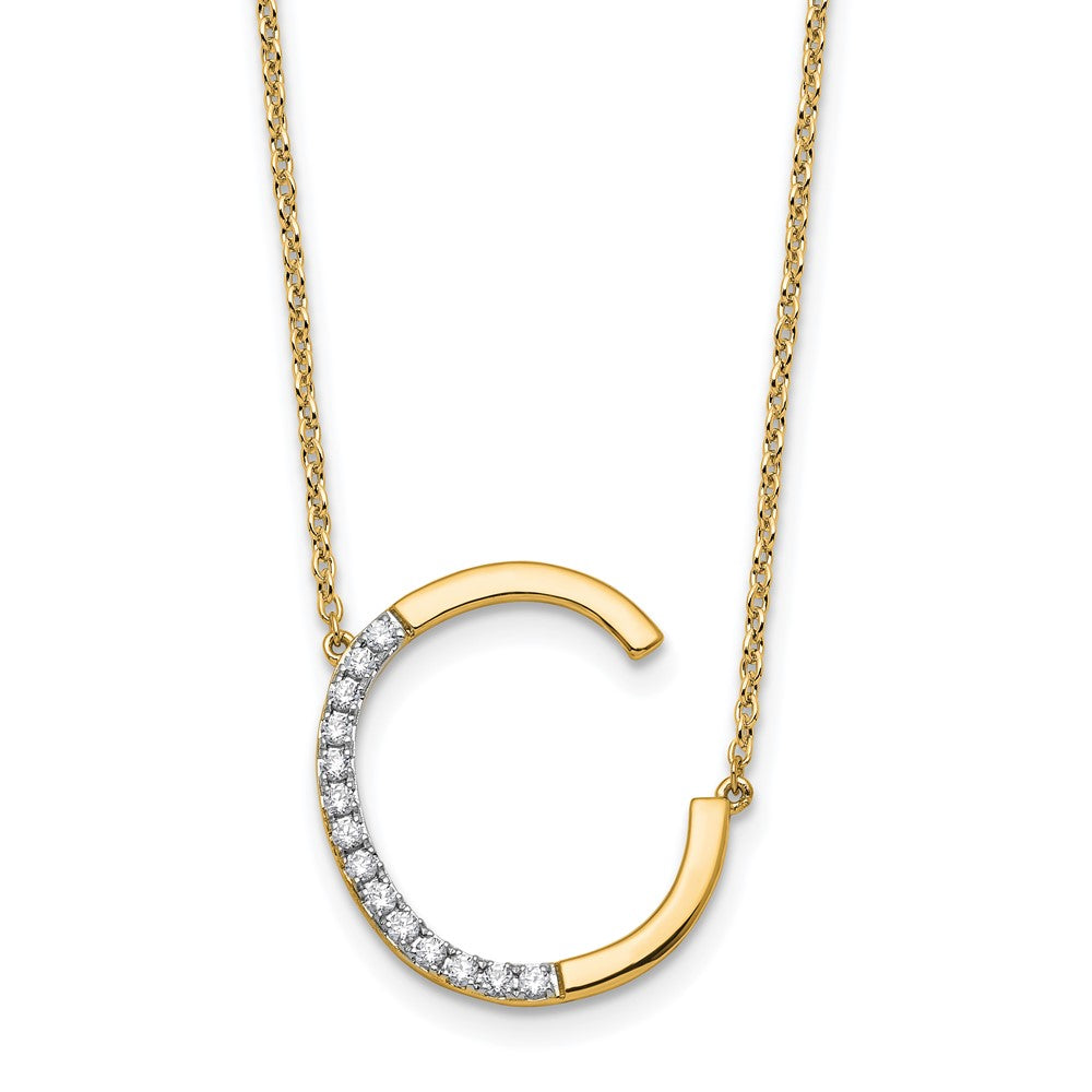 Sideways Diamond Initial C Necklace - WBC