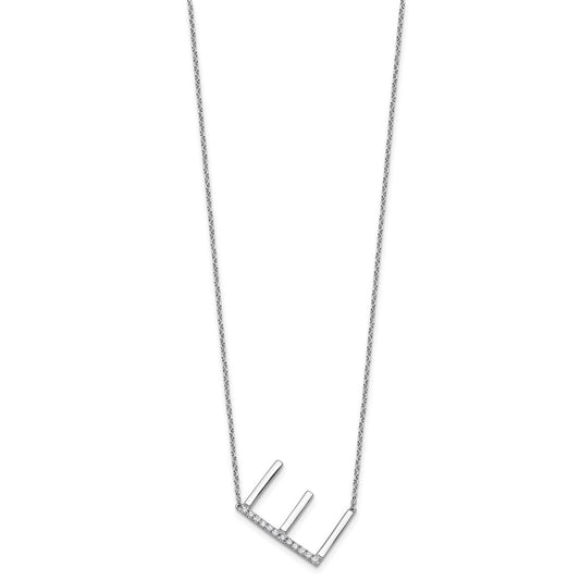 Sideways Diamond Initial E Necklace - WBC
