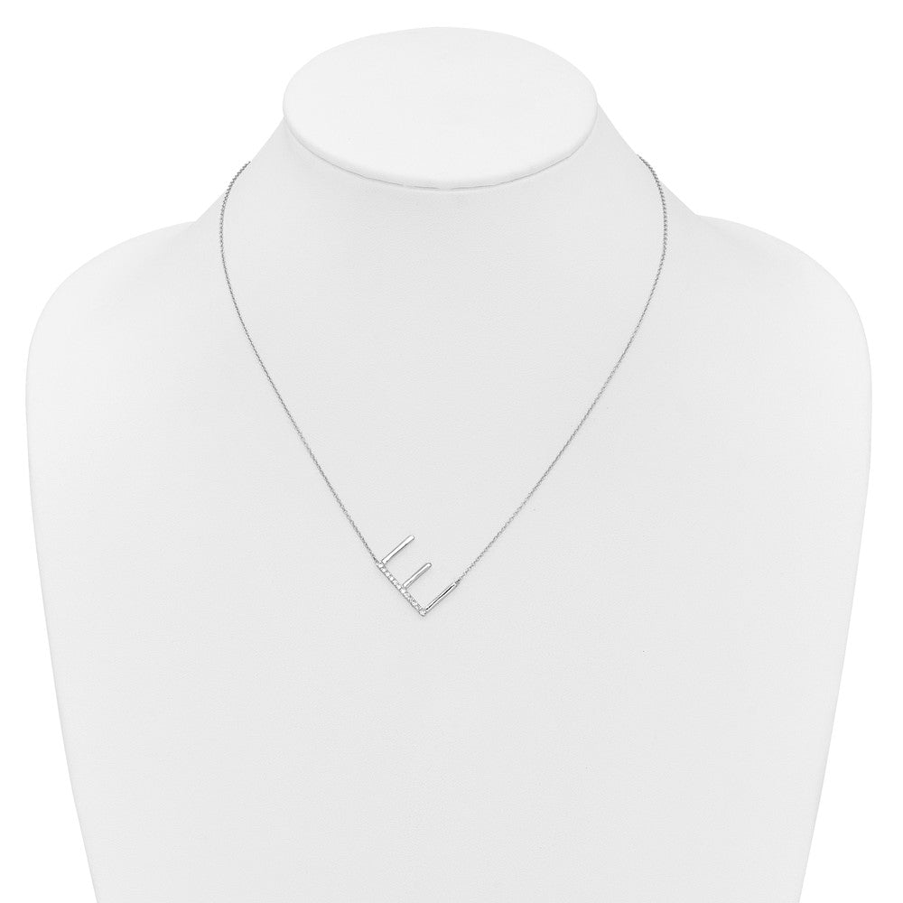 Sideways Diamond Initial E Necklace - WBC