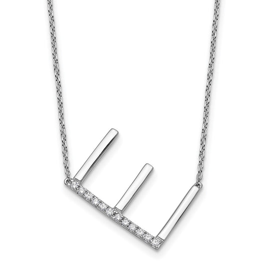 Sideways Diamond Initial E Necklace - WBC