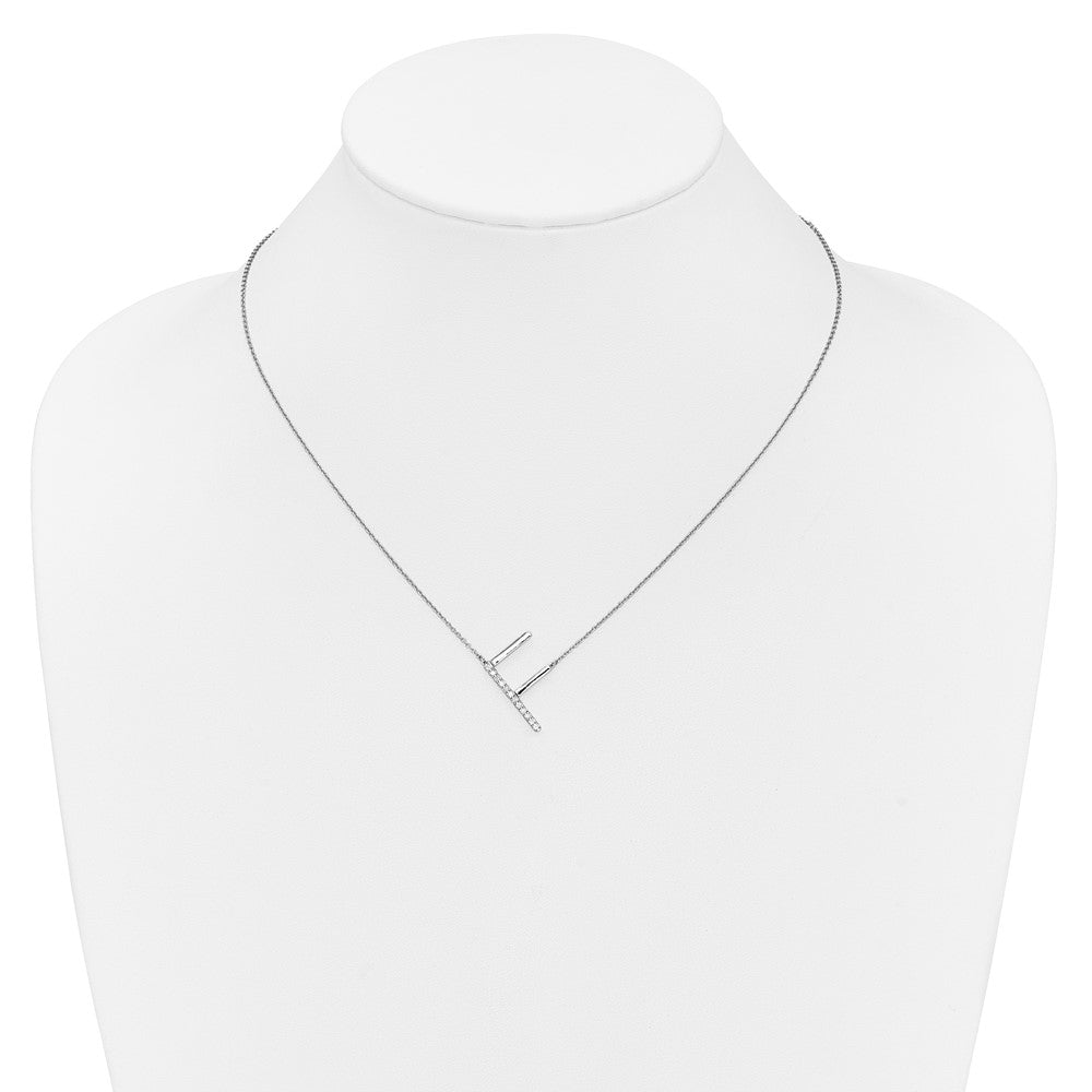 Sideways Diamond Initial F Necklace - WBC