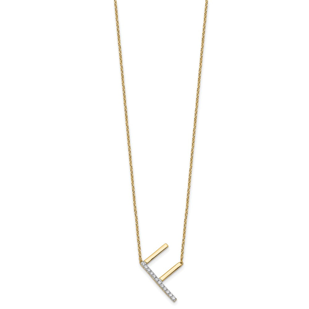 Sideways Diamond Initial F Necklace - WBC