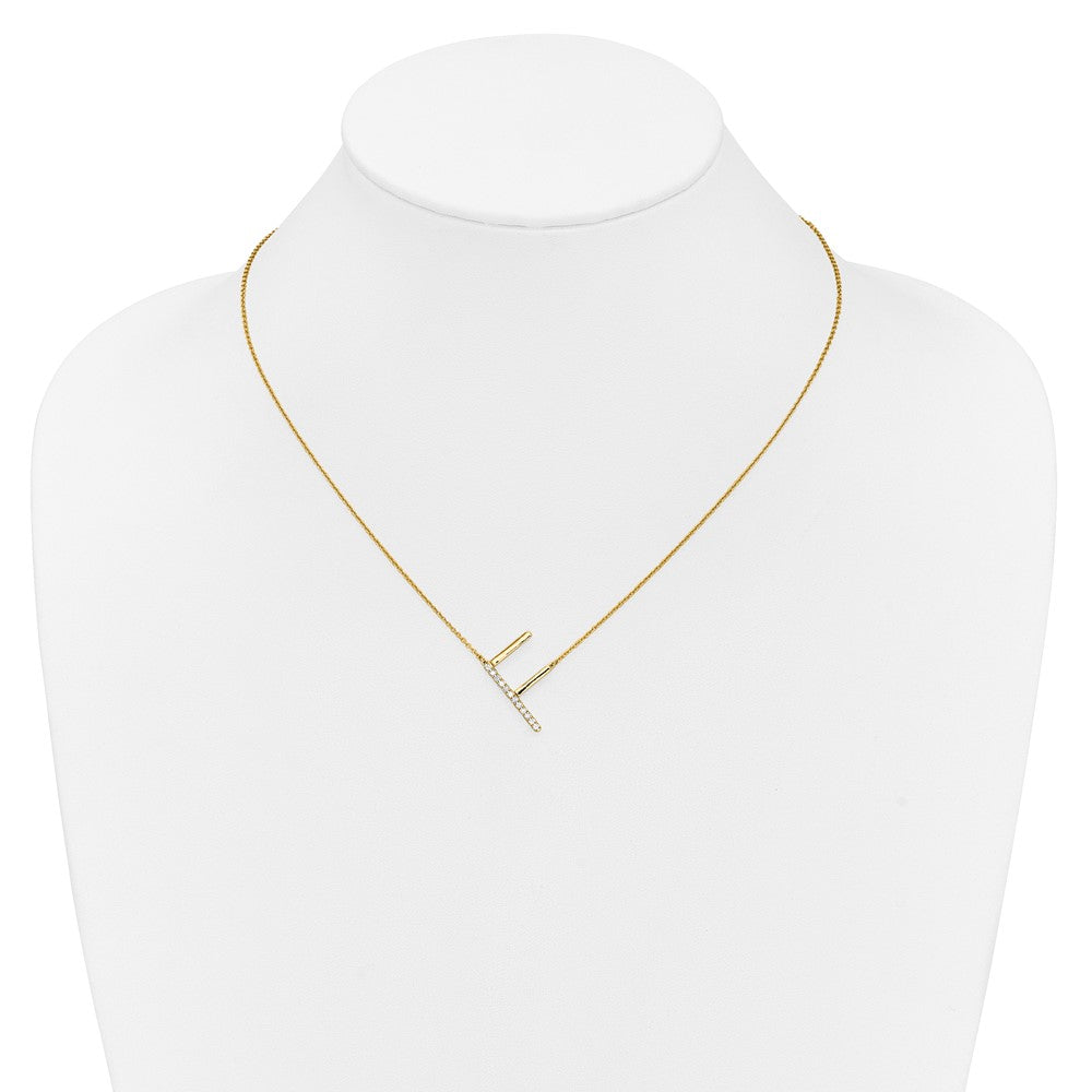 Sideways Diamond Initial F Necklace - WBC