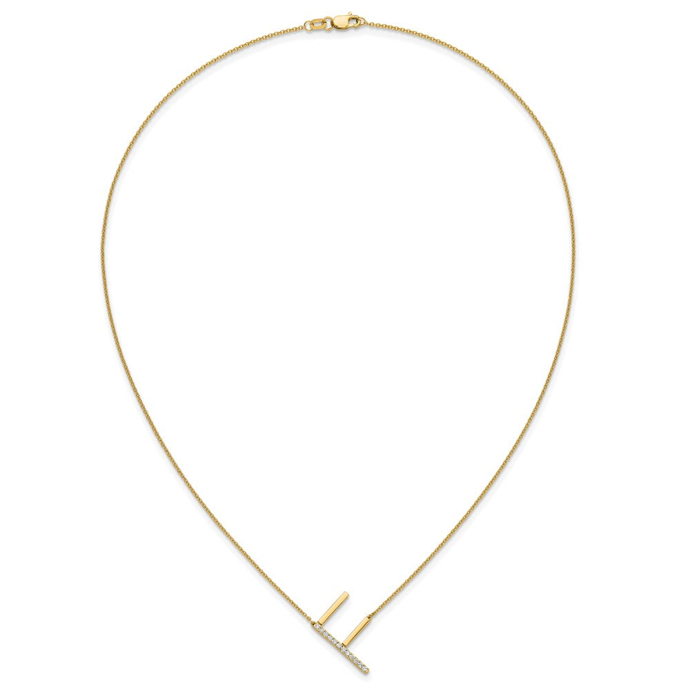 Sideways Diamond Initial F Necklace - WBC