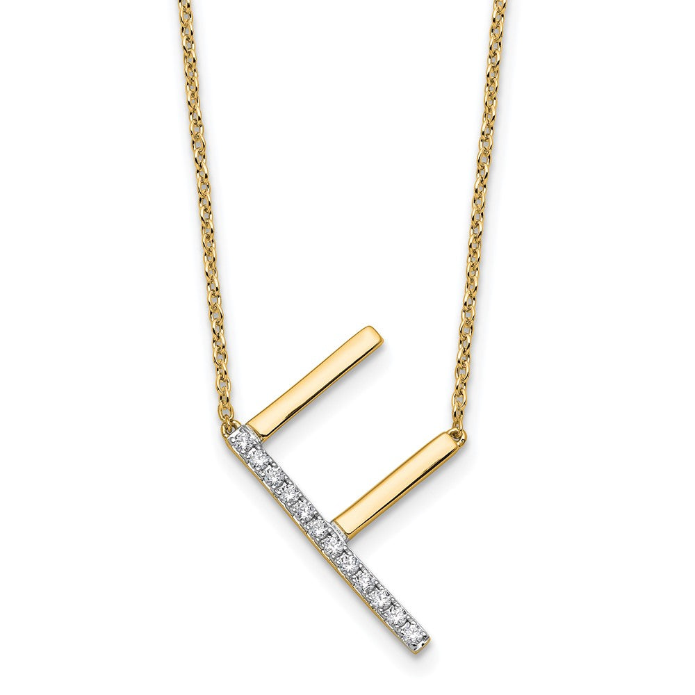 Sideways Diamond Initial F Necklace - WBC