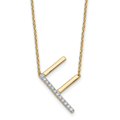 Sideways Diamond Initial F Necklace - WBC