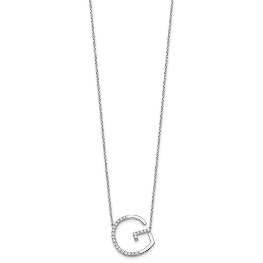 Sideways Diamond Initial G Necklace - WBC