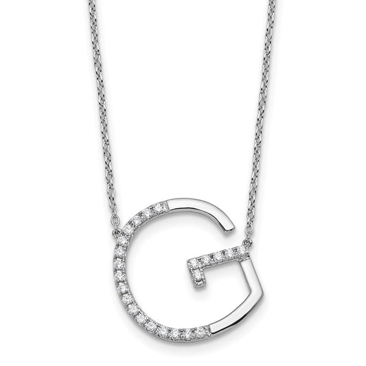 Sideways Diamond Initial G Necklace - WBC