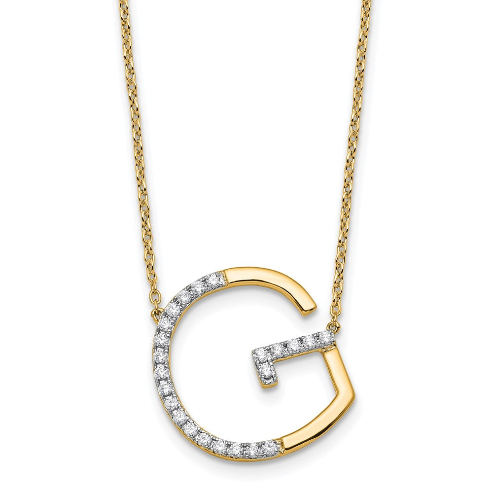 Sideways Diamond Initial G Necklace - WBC
