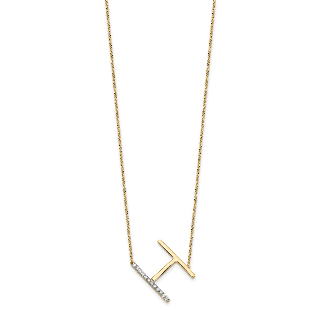 Sideways Diamond Initial H Necklace - WBC