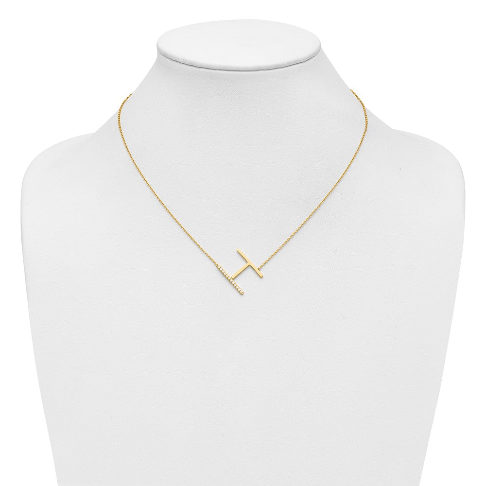 Sideways Diamond Initial H Necklace - WBC