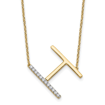 Sideways Diamond Initial H Necklace - WBC
