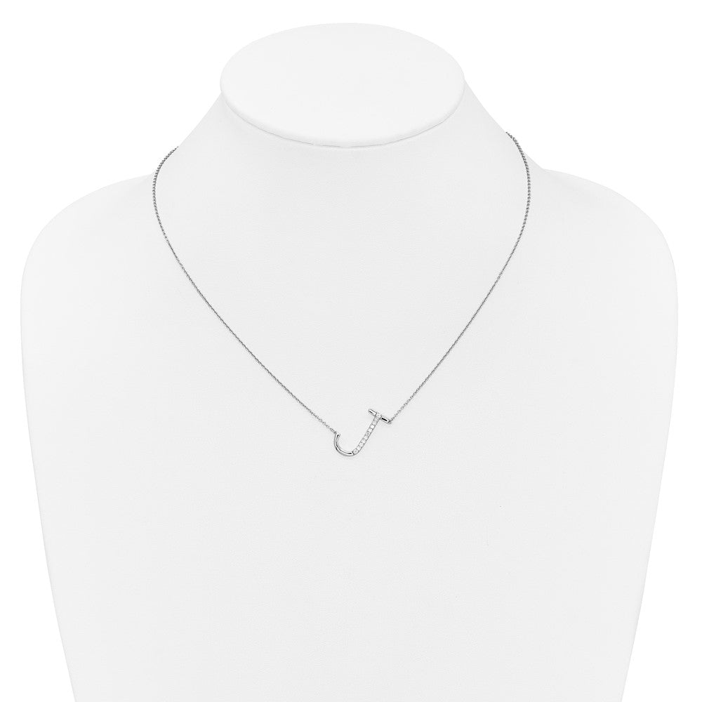 Sideways Diamond Initial J Necklace - WBC