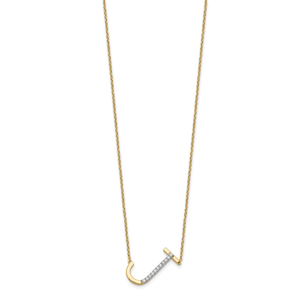 Sideways Diamond Initial J Necklace - WBC