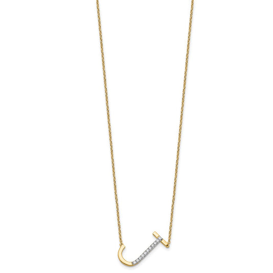 Sideways Diamond Initial J Necklace - WBC
