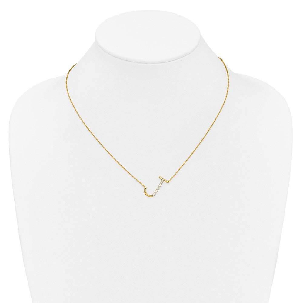Sideways Diamond Initial J Necklace - WBC