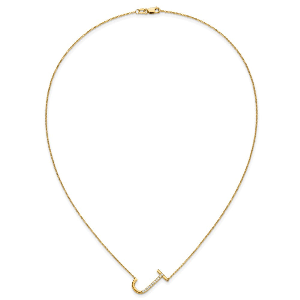 Sideways Diamond Initial J Necklace - WBC